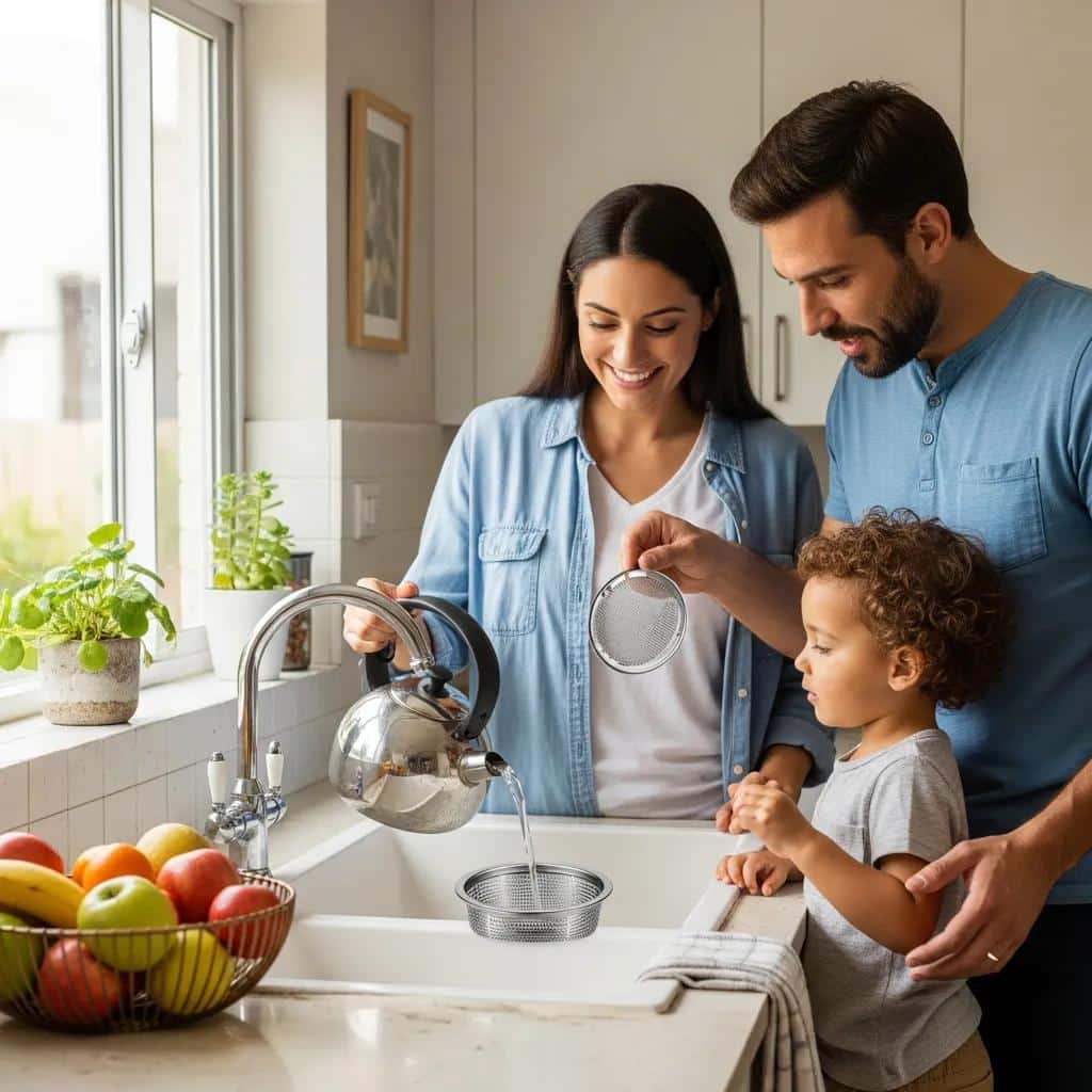 Family following simple kitchen drain maintenance tips
