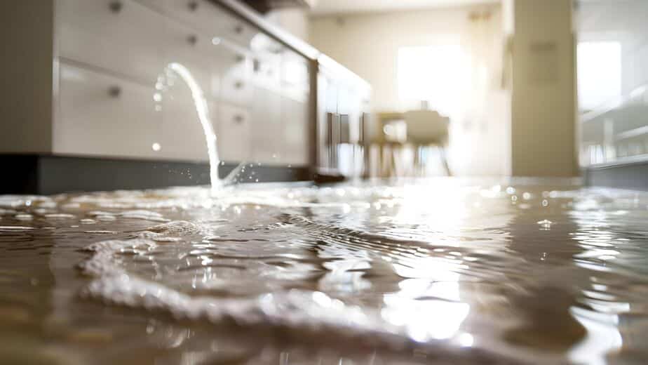 Water damage from basement leaks in electrical room, drain cleaning and plumbing failure prevention.