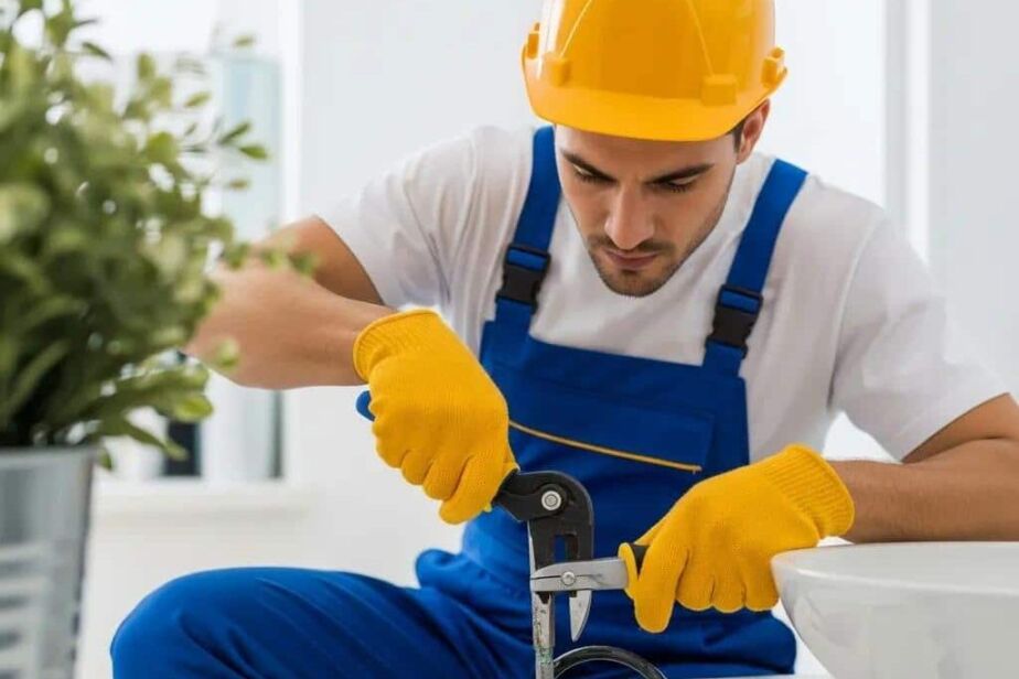 Professional plumber clearing a clogged drain, showcasing urgent plumbing solutions